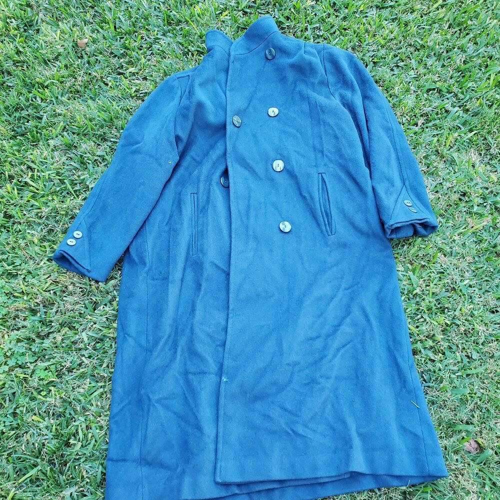 Cathy Jo Wool Blend Trench Coat Womens Teal Chest